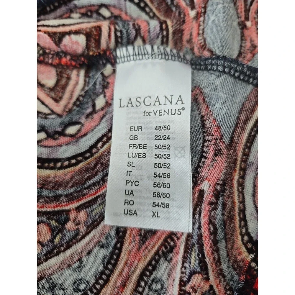 Lascana for Venus Paisley Tank Top Red Navy Sleeveless Keyhole Neck Boho Summer - Picture 9 of 11
